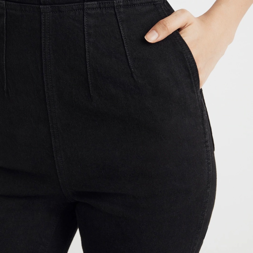 Madewell NO192 Denim Black Flare-Leg Jumpsuit in Bonner Wash Size 10 - Picture 5 of 7